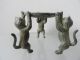 Ancient Plate Chinese Bronze Three Cats Supporting Old Exquisite 09 Other photo 1