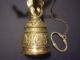 Vintage Ornate Hanging Solid Brass Gate Bell With Latin Inscription Dinner Bell Primitives photo 3
