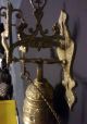 Vintage Ornate Hanging Solid Brass Gate Bell With Latin Inscription Dinner Bell Primitives photo 6
