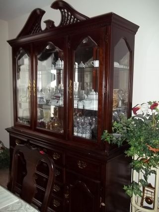 American Cherry Dining Room Set China Cabinet,  Table 6 Chairs,  Buffet photo