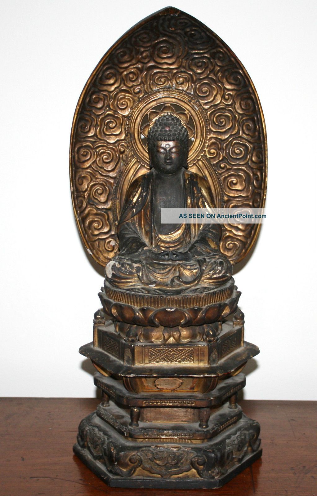 Antique Large Zushi Wooden Japanese Buddha Buddhist Altar Shrine Edo Period Statues photo