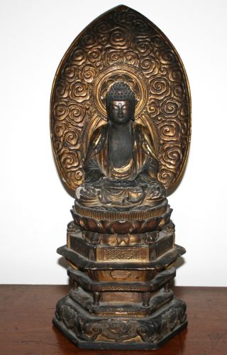 Antique Large Zushi Wooden Japanese Buddha Buddhist Altar Shrine Edo Period photo