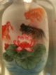 Chinese Painted Inlay Glass Snuff Bottle W/ Carps Goldfish Orange Red Black Fish Snuff Bottles photo 2
