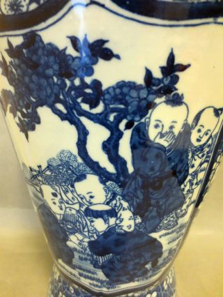 Amazing Antique Vintage Large Unusual Qing Kangxi Marked Chinese Blue&white Vase photo
