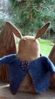 Very Prim And Folky Stump Spring Thyme Bunny Blue Wool Felt Jacket Pfatt Primitives photo 4