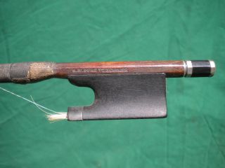 Old German Violin Bow H.  R.  Pfretzschner Brand Ebony/silver Pernambuco 4/4 C1900 photo