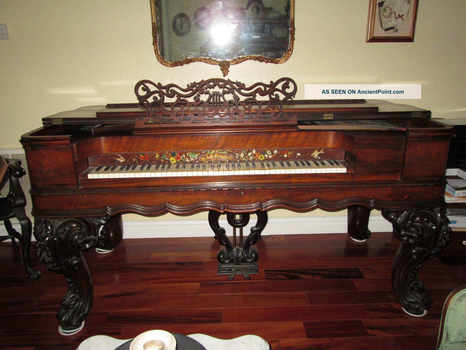 1853 G & H Barmore Square Baby Grand Piano Keyboard photo
