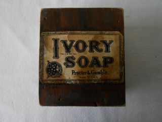 Primitive Wooden Soap Dispenser/ Prairie Prim Grubby Look/ivory Soap Label photo