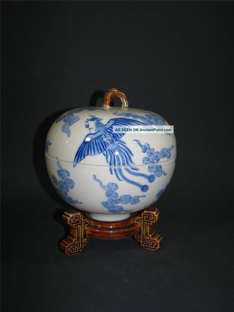Fine Unusual Old Japanese Studio Porcelain Covered Bowl Chinese Influence Bowls photo