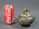 Antique Japanese Bronze Censer Grasshopper/cricket Finial Lizard Handles Vases photo 10