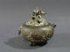 Antique Japanese Bronze Censer Grasshopper/cricket Finial Lizard Handles Vases photo 3