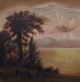 Antique Hudson River School Storm Clouds Sunset Fall Impressionist Painting Folk Folk Art photo 2