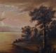 Antique Hudson River School Storm Clouds Sunset Fall Impressionist Painting Folk Folk Art photo 3