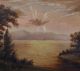 Antique Hudson River School Storm Clouds Sunset Fall Impressionist Painting Folk Folk Art photo 4