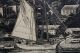 Antique Carroll Thayer Berry Windjammer In Rockport Maine,  Woodcut Print Other photo 3