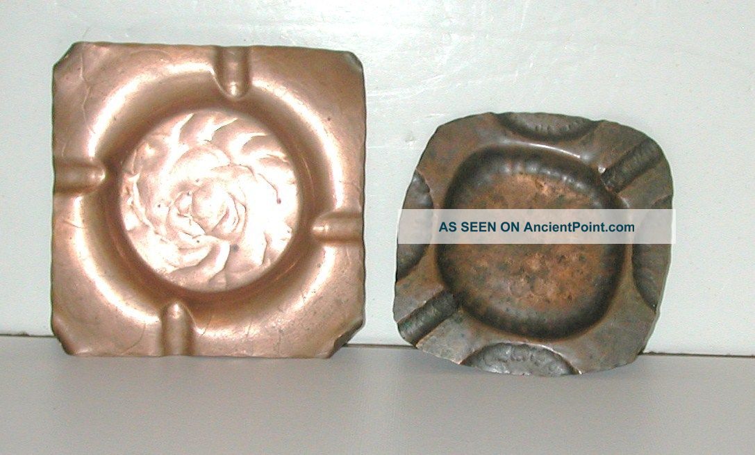 2 Arts & Crafts Craftsmen Co.  /craftsman Studios Handwrought Copper Trays Metalware photo