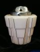 1930s Art Deco Glass Lampshade Streamline Stepped Pink Glass Lamp Shade Chrome Art Deco photo 1