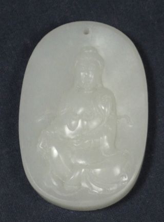 Well Carved Chinese He - Tian White Jade Pendant photo