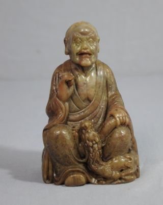Carved Chinese Shou - Shan Stone Louhan Figure photo