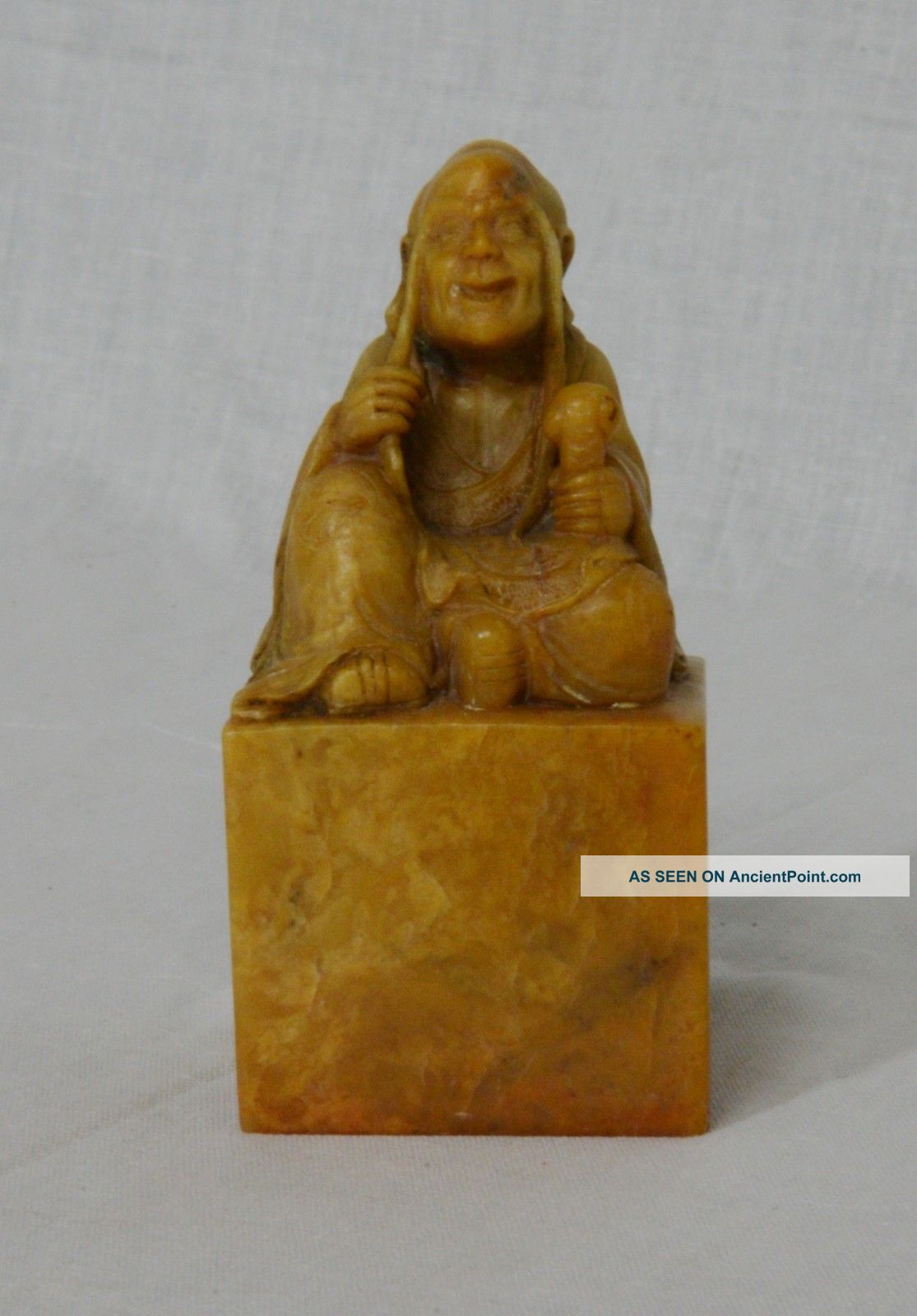 Carved Chinese Yellow Shou - Shan Stone Seal Seals photo