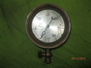 Antique Old Brass Standard Gauge Mfg Co.  Pressure Gauge With Ball Valve photo