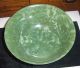 Vintage Chinese Spinach Jade Bowl W/ Rosewood Base,  Thin,  Translucent Beauty Bowls photo 1