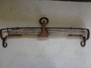 Old Antique Rustic Horse Mule Drawn Vtg Oxen Yoke Tree Wood Iron Wagon Hitch30 