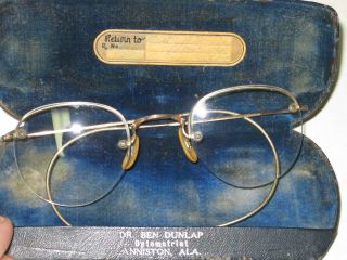 Vintage Shuron 12k Gold Filled Eyeglasses With Case Antique photo