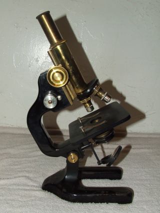 Antique 1920 ' S German Brass Scientific Microscope Busch Rathenow Germany 28259 photo