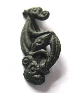Rare 50 B.  C - 50 A.  D British Found Iron Age Celtic Bronze Dragonesque Brooch.  Vf photo