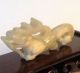 Fine Antique Chinese Hetian Jade Carved Dragon Head Phoenix Tail Statue Dragons photo 4