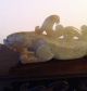 Antique Chinese Celadon Jade Tiger Or Dragon With Phoenix Carved Statue Other photo 11