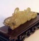 Antique Chinese Celadon Jade Tiger Or Dragon With Phoenix Carved Statue Other photo 5