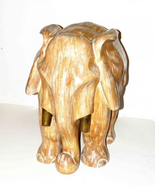 Cerused Wood Sculptural Carved Elephant Table Base (glass Top Optional) photo