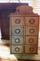 Primitive 1800 ' S Hanging Spice Cabinet - Oak 8 Drawers - Primitive And Lovely Primitives photo 2