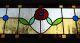 Lead Light House Window Transom Panel - Red Flower 1940-Now photo 1