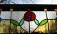 Lead Light House Window Transom Panel - Red Flower 1940-Now photo 7