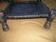 Primitive Hand Carved Hardwood Distressed Wood Leather Cained Foot Stool Other photo 6