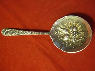 S Kirk & Son Sterling 925 Silver Antique Bon Bon Spoon Repousse 19c Fruit Flower photo