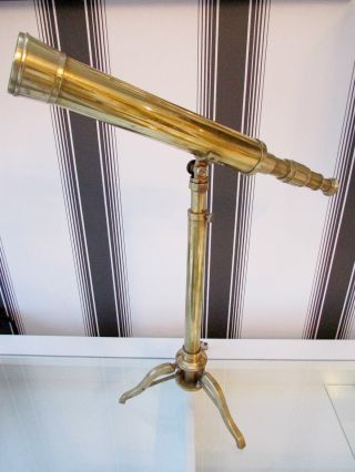 Antique Style Solid Brass Table Top Telescope - Adjustable Height photo