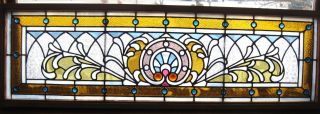 Antique Leaded Glass Window,  With Jewels Ca.  1900s photo