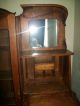 Victorion Oak Secretary And Glass Display,  Square Mirror And Drawers 1900-1950 photo 2