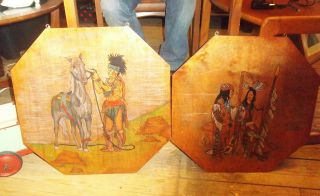 Native American Indian Wooden Wall Plaques Vintage 1950s/ 60s Rare photo