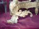 Stunning Pair Of Palatial Gilded French Bronze Chenets 1 9c.  Cherubs Metalware photo 2
