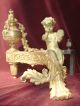 Stunning Pair Of Palatial Gilded French Bronze Chenets 1 9c.  Cherubs Metalware photo 4
