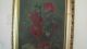 Large Antique Shabby Red Roses Drawing Oil Painting Picture Gilt Frame Other photo 2