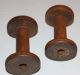 Two Wooden Silk Spools,  Bobbins,  4 Inches Tall Primitives photo 2