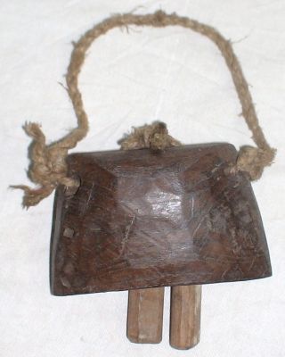 Vintage Hand Made Wooden Cow Bell photo