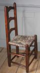 Late 18th/early 19th C Delaware Valley Ox - Blood Red Paint Slat Back Side Chair Primitives photo 2