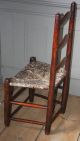 Late 18th/early 19th C Delaware Valley Ox - Blood Red Paint Slat Back Side Chair Primitives photo 4